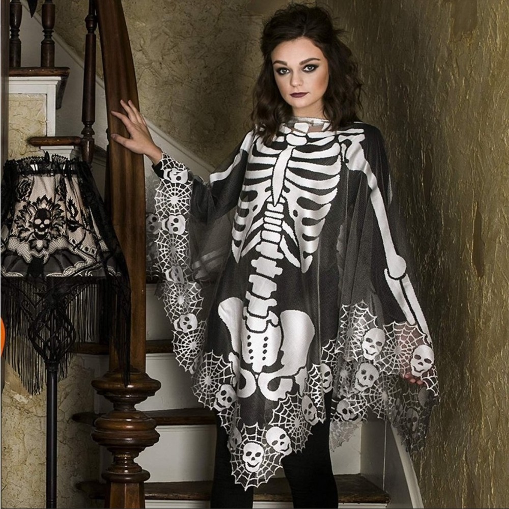Skeleton Chic Lace Poncho
